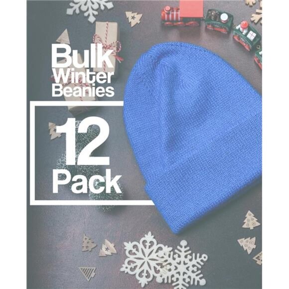 12 Pack Winter Beanie Hats for Men Women, Warm Cozy Knitted Cuffed Skull Cap - Picture 2 of 8